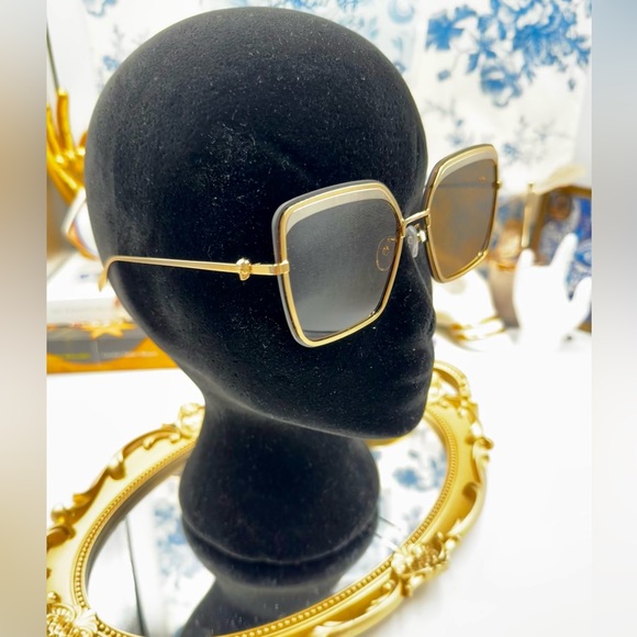 🆕 ALEXANDER MCQUEEN 🧿 NWOT AM0222SK 002 Gold Wire Rim & Silver Metal Sunglass - Picture 5 of 15